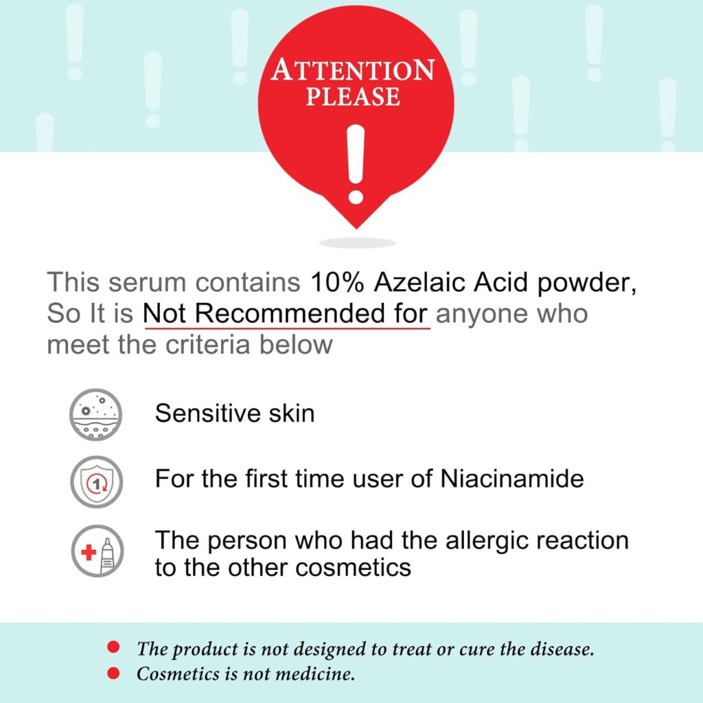 Azelaic Acid 10% Facial Serum with Niacinamide - Fast Rosacea Skin Care Product + Reduce Cystic Acne Scar + Redness Relief Face + Pimple Pigmentation Blackhead, 1 Fl Oz (30ml)